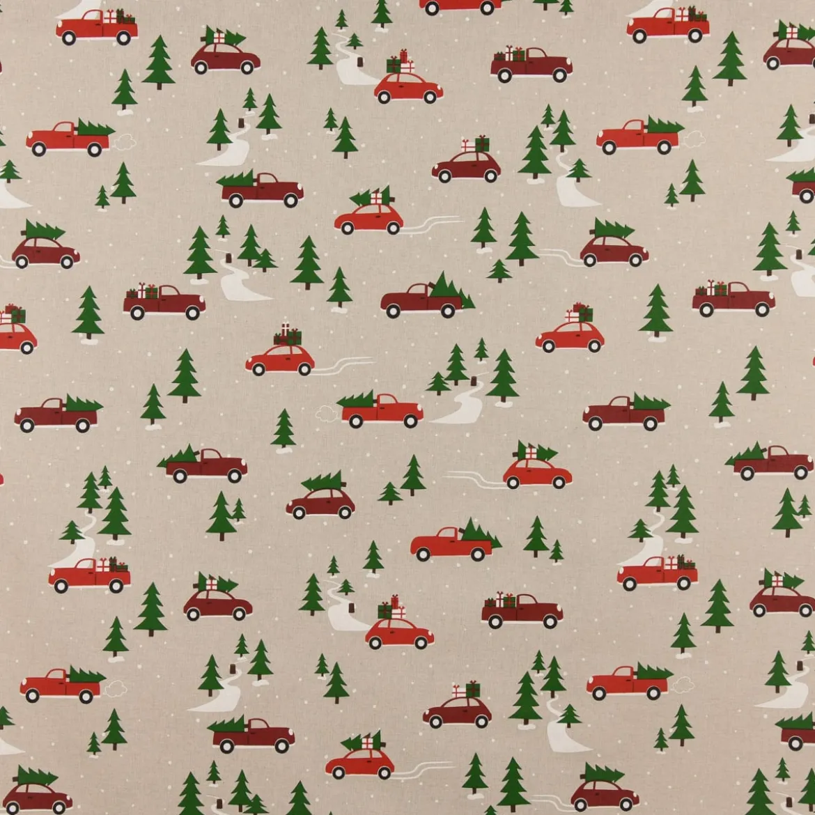 SCHÖNER LEBEN. Kissenhülle Winterwelt Tannenbaum Auto natur grün rot verschiedene Größen