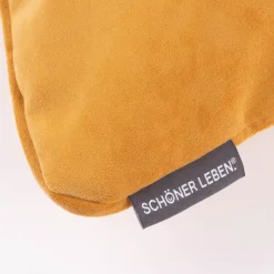 SCHÖNER LEBEN. Samtkissen Le Velvet mit Kederumrandung und Federfüllung honiggelb 50x50cm