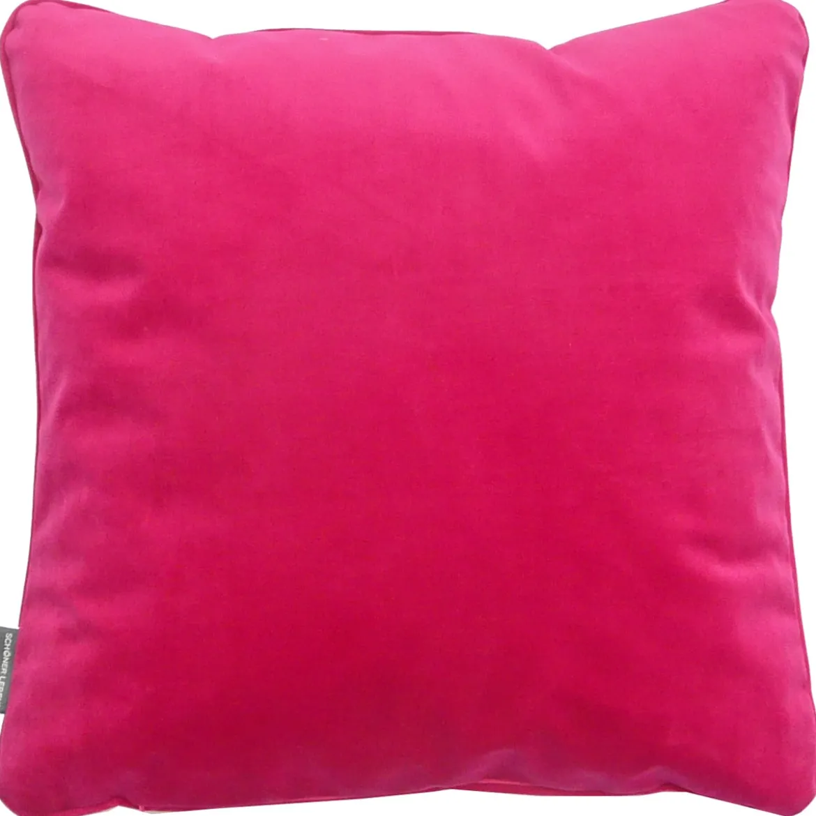 SCHÖNER LEBEN. Samtkissen mit Kederumrandung und Federfüllung pink 50x50cm