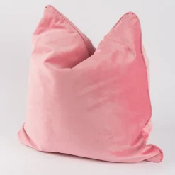 SCHÖNER LEBEN. Samtkissen mit Kederumrandung und Federfüllung rosa 70x70cm