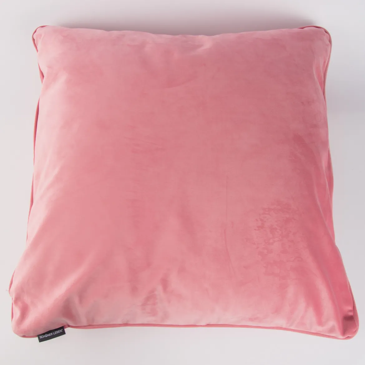 SCHÖNER LEBEN. Samtkissen mit Kederumrandung und Federfüllung rosa 70x70cm