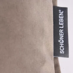 SCHÖNER LEBEN. Samtkissen mit Kederumrandung und Federfüllung taupe 30x50cm