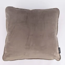 SCHÖNER LEBEN. Samtkissen mit Kederumrandung und Federfüllung taupe 50x50cm