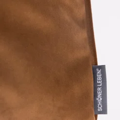 SCHÖNER LEBEN. Samtkissen mit Kederumrandung und Federfüllung cognac 70x70cm
