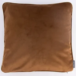 SCHÖNER LEBEN. Samtkissen mit Kederumrandung und Federfüllung cognac 70x70cm
