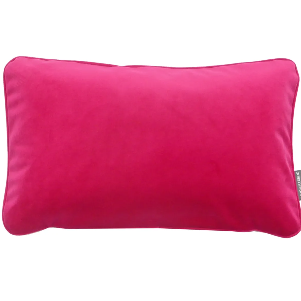 SCHÖNER LEBEN. Samtkissen mit Kederumrandung und Federfüllung pink 30x50cm