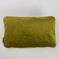 SCHÖNER LEBEN. Samtkissen mit Kederumrandung und Federfüllung moosgrün 30x50cm