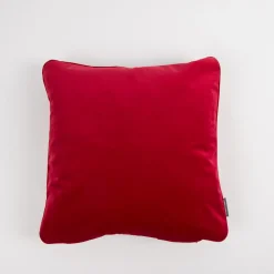 SCHÖNER LEBEN. Samtkissen mit Kederumrandung und Federfüllung rot 50x50cm