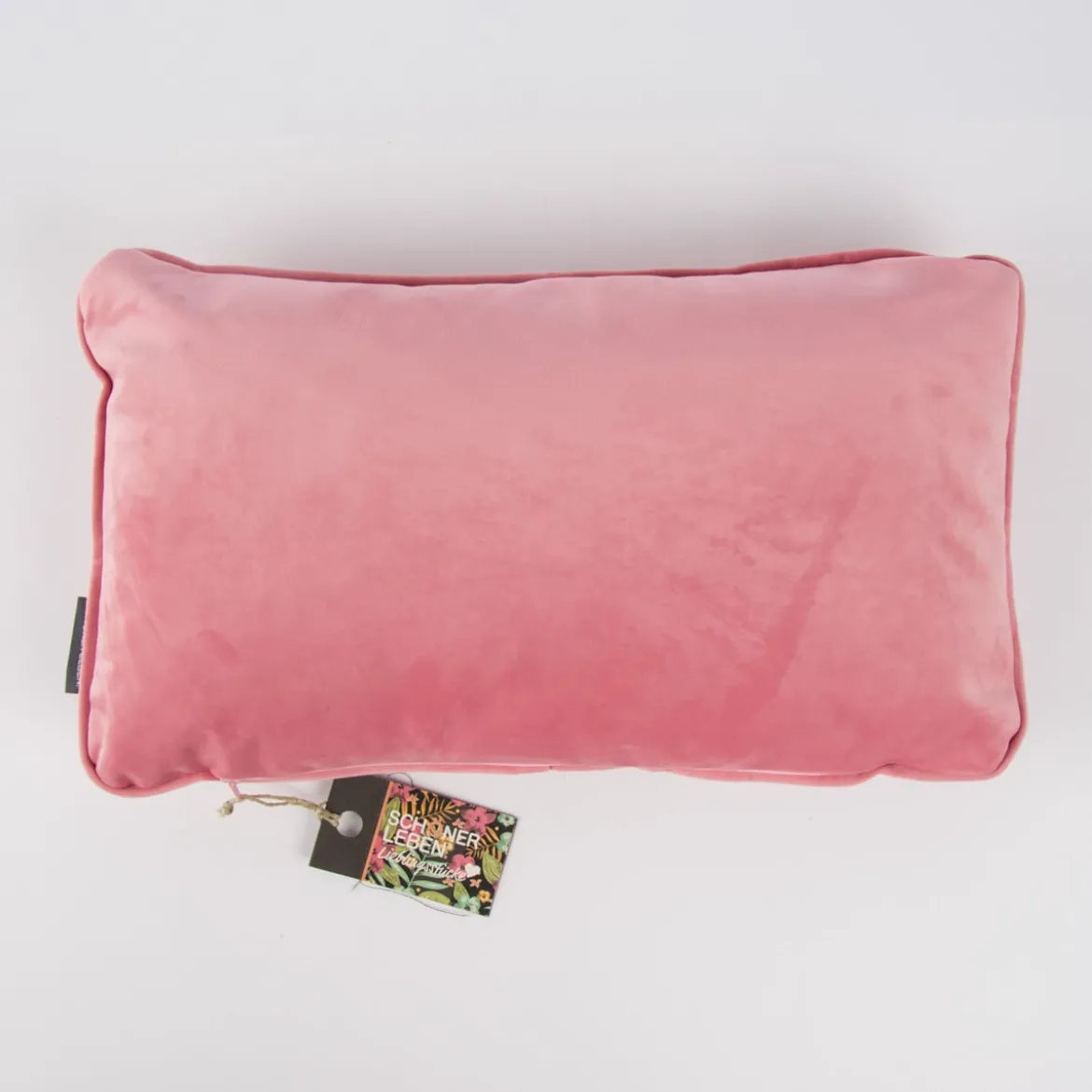 SCHÖNER LEBEN. Samtkissen mit Kederumrandung und Federfüllung rosa 30x50cm