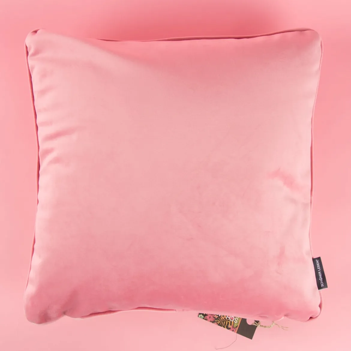 SCHÖNER LEBEN. Samtkissen mit Kederumrandung und Federfüllung rosa 50x50cm