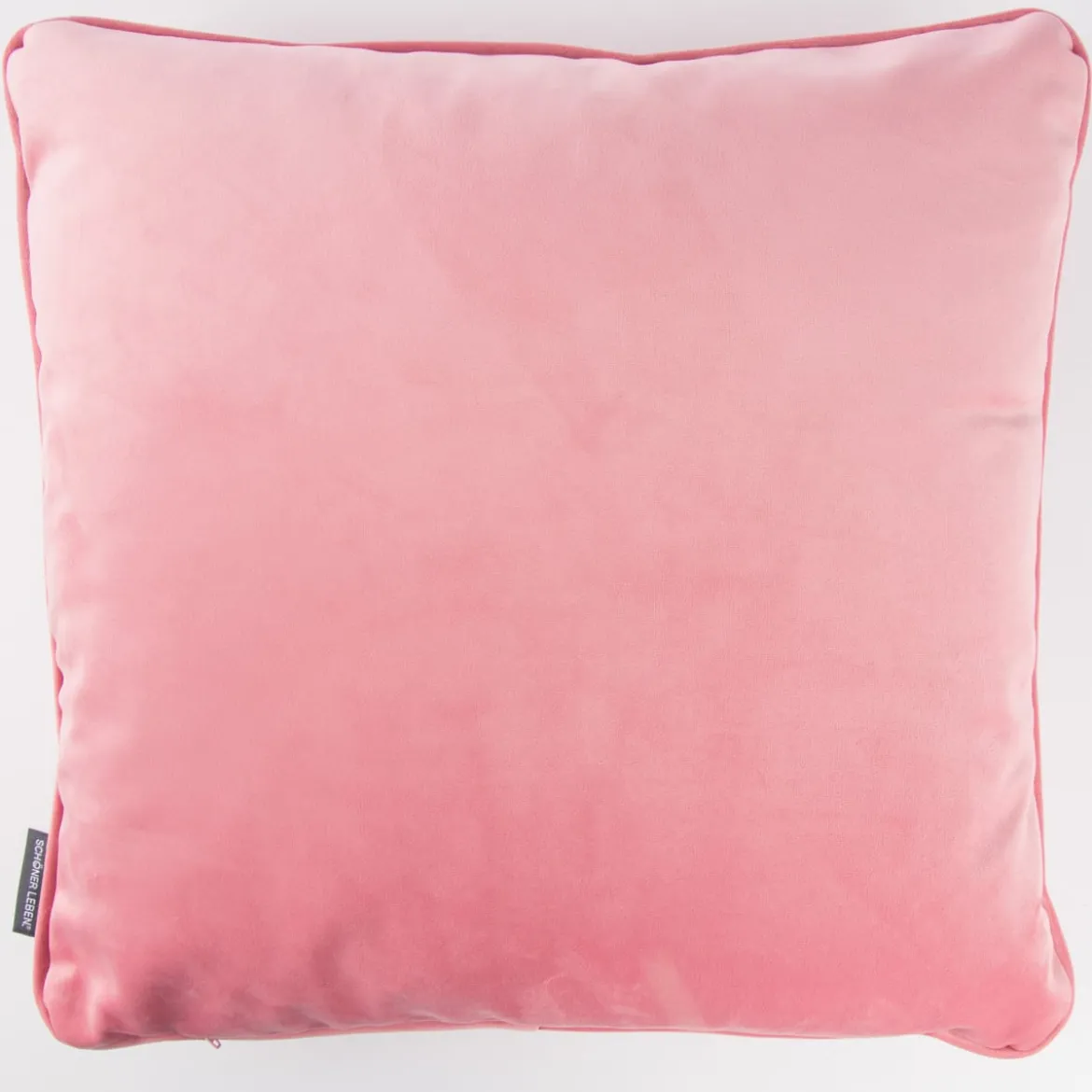 SCHÖNER LEBEN. Samtkissen mit Kederumrandung und Federfüllung rosa 50x50cm