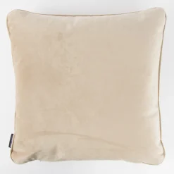 SCHÖNER LEBEN. Samtkissen mit Kederumrandung und Federfüllung beige 50x50cm