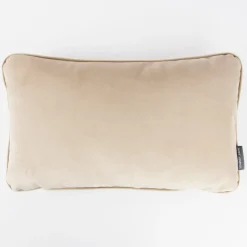 SCHÖNER LEBEN. Samtkissen mit Kederumrandung und Federfüllung beige 30x50cm