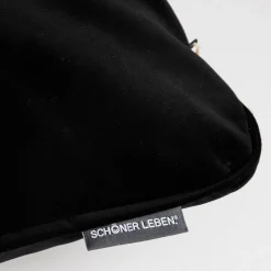 SCHÖNER LEBEN. Samtkissen mit Kederumrandung und Federfüllung schwarz 70x70cm