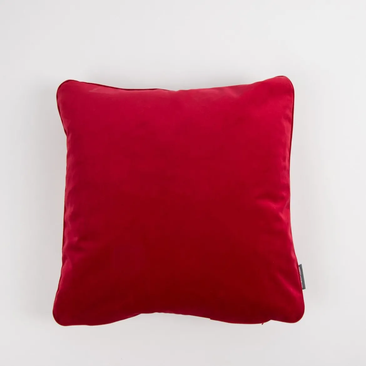 SCHÖNER LEBEN. Samtkissen mit Kederumrandung und Federfüllung rot 70x70cm