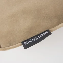 SCHÖNER LEBEN. Samtkissen mit Kederumrandung und Federfüllung beige 70x70cm
