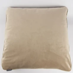SCHÖNER LEBEN. Samtkissen mit Kederumrandung und Federfüllung beige 70x70cm