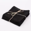 SCHÖNER LEBEN. Stoffservietten 4er Set Bio Ramie Leinenoptik schwarz 40x40cm