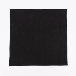 SCHÖNER LEBEN. Stoffservietten 4er Set Bio Ramie Leinenoptik schwarz 40x40cm
