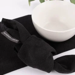 SCHÖNER LEBEN. Stoffservietten 4er Set Bio Ramie Leinenoptik schwarz 40x40cm