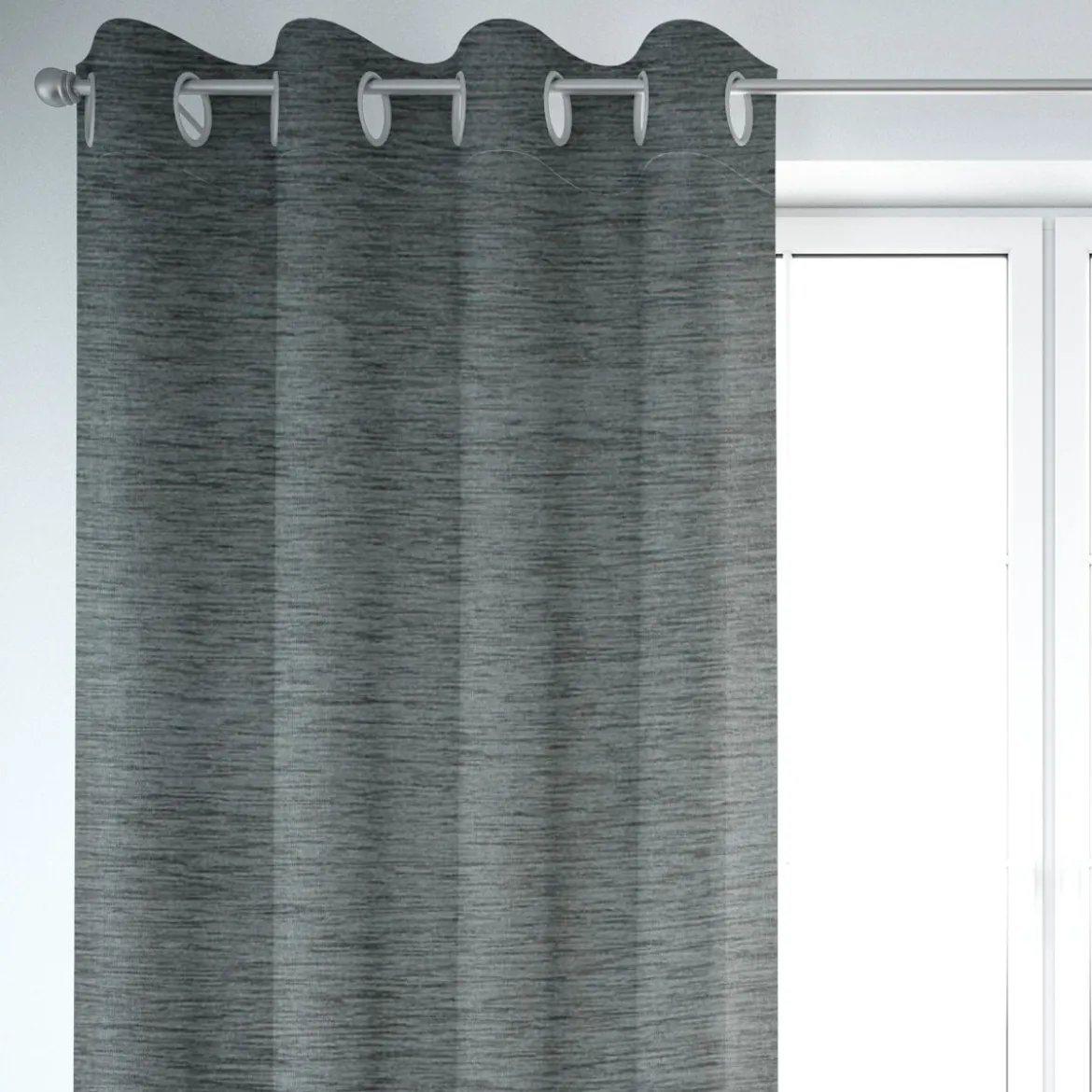 SCHÖNER LEBEN. Thermovorhang Thermochenille Akustik Kälteschutz blaugrau 245cm oder Wunschlänge