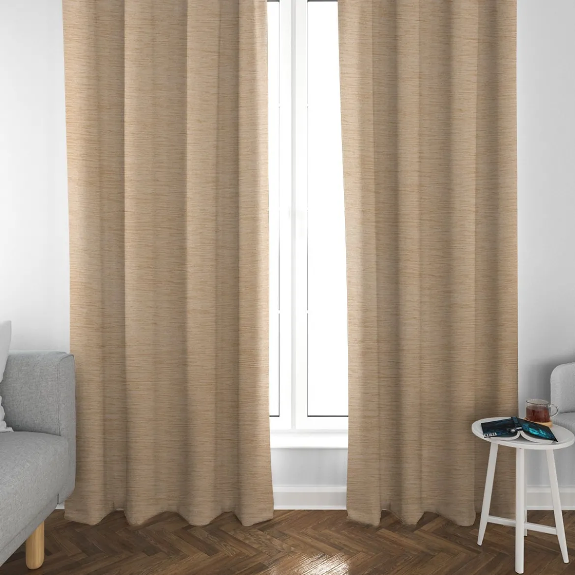 SCHÖNER LEBEN. Thermovorhang Thermochenille Akustik Kälteschutz sand beige 245cm oder Wunschlänge