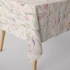 SCHÖNER LEBEN. Tischdecke Aquarell Blätter Blüten Schmetterling weiß pastell verschiedene Größen
