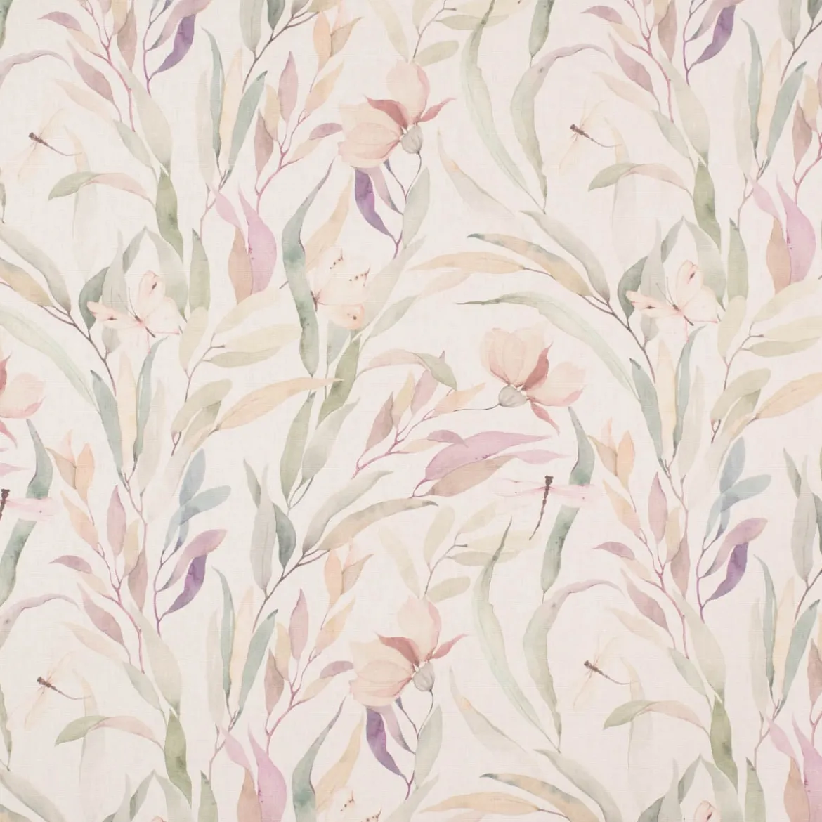 SCHÖNER LEBEN. Tischdecke Aquarell Blätter Blüten Schmetterling weiß pastell verschiedene Größen