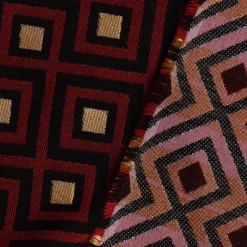 SCHÖNER LEBEN. Tischdecke Art Deco Rauten Retro rot schwarz goldfarbig verschiedene Größen