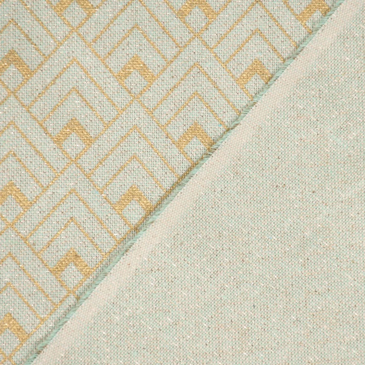 SCHÖNER LEBEN. Tischdecke Art Deco Metallic Rauten mint goldfarbig verschiedene Größen