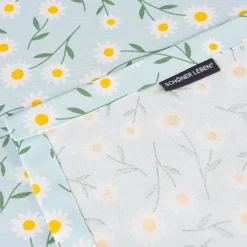 SCHÖNER LEBEN. Tischdecke Daisy Sweet Field Gänseblümchen Leinenlook hellblau oder natur weiß verschiedene Größen