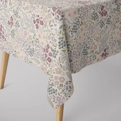 SCHÖNER LEBEN. Tischdecke Digitaldruck Allover Blumenwiese cremeweiß lila verschiedene Größen