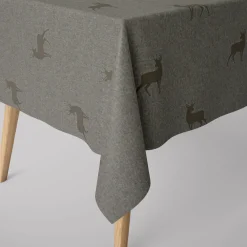 SCHÖNER LEBEN. Tischdecke dunkle Hirsche braun beige türkis verschiedene Größen