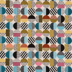 SCHÖNER LEBEN. Tischdecke geometrisch Kreise weiß schwarz bunt verschiedene Größen
