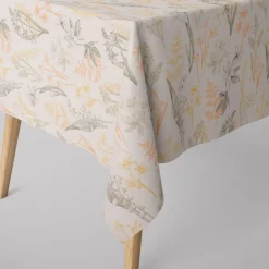 SCHÖNER LEBEN. Tischdecke Gräser Blumen wollweiß orange gelb verschiedene Größen