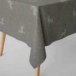 SCHÖNER LEBEN. Tischdecke helle Hirsche beige braun türkis verschiedene Größen