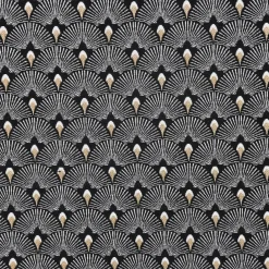 SCHÖNER LEBEN. Tischdecke Jacquard Pfau Retro schwarz weiß goldfarbig eckig in div. Größen