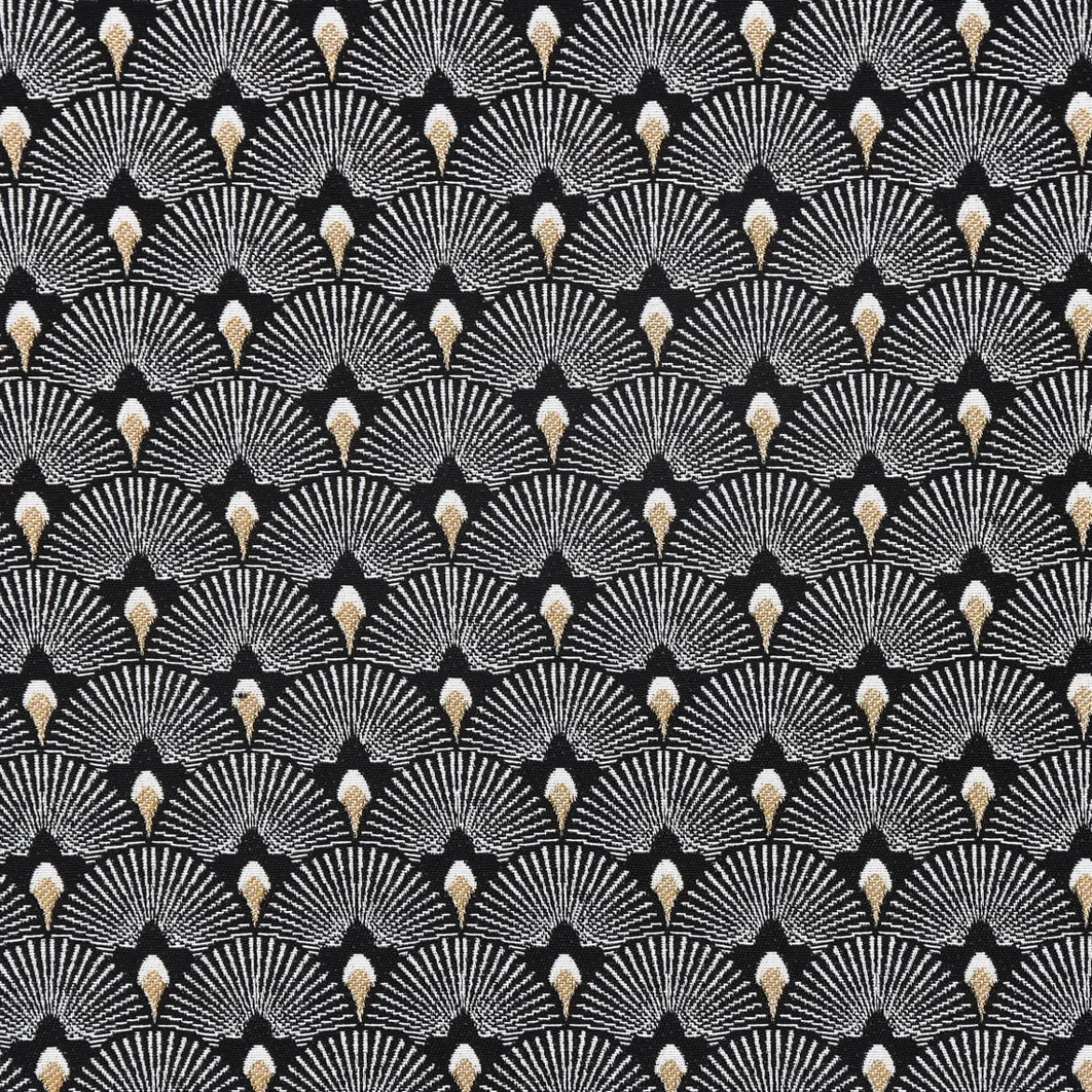 SCHÖNER LEBEN. Tischdecke Jacquard Pfau Retro schwarz weiß goldfarbig eckig in div. Größen