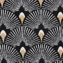 SCHÖNER LEBEN. Tischdecke Jacquard Pfau Retro schwarz weiß goldfarbig eckig in div. Größen