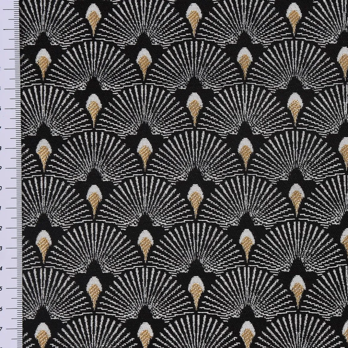 SCHÖNER LEBEN. Tischdecke Jacquard Pfau Retro schwarz weiß goldfarbig eckig in div. Größen