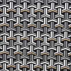 SCHÖNER LEBEN. Tischdecke Jacquard grafisch T schwarz weiß goldfarbig eckig in div. Größen