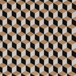 SCHÖNER LEBEN. Tischdecke Jacquard Metallic Cube Geometric Luxury 3D Würfel schwarz gold ecru verschiedene Größen