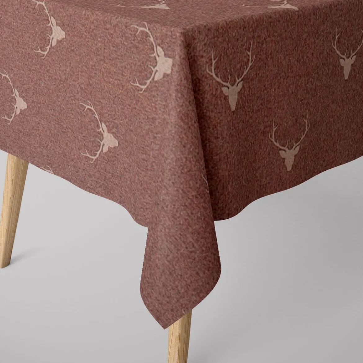 SCHÖNER LEBEN. Tischdecke Jacquard Hirschkopf mit Geweih rotbraun beige verschiedene Größen