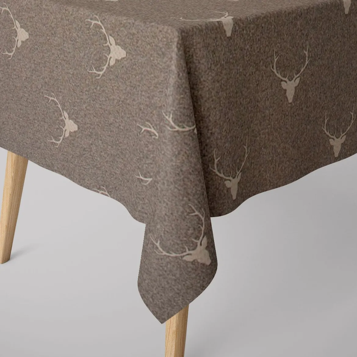 SCHÖNER LEBEN. Tischdecke Jacquard Hirschkopf mit Geweih braun beige verschiedene Größen