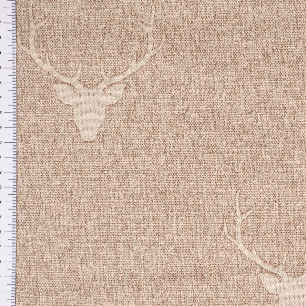 SCHÖNER LEBEN. Tischdecke Jacquard Hirschkopf mit Geweih beige hellbeige verschiedene Größen