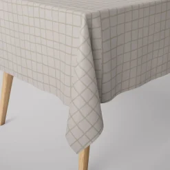 SCHÖNER LEBEN. Tischdecke Karo Gitter wollweiß beige verschiedene Größen