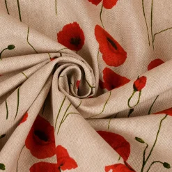 SCHÖNER LEBEN. Tischdecke Leinenlook Poppy Field Mohnblumen natur rot verschiedene Größen
