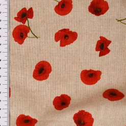 SCHÖNER LEBEN. Tischdecke Leinenlook Poppy Flower Mohnblüten Allover natur rot verschiedene Größen