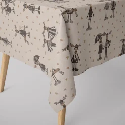 SCHÖNER LEBEN. Tischdecke Leinenlook Moose Winter Elche Love natur grau beige verschiedene Größen