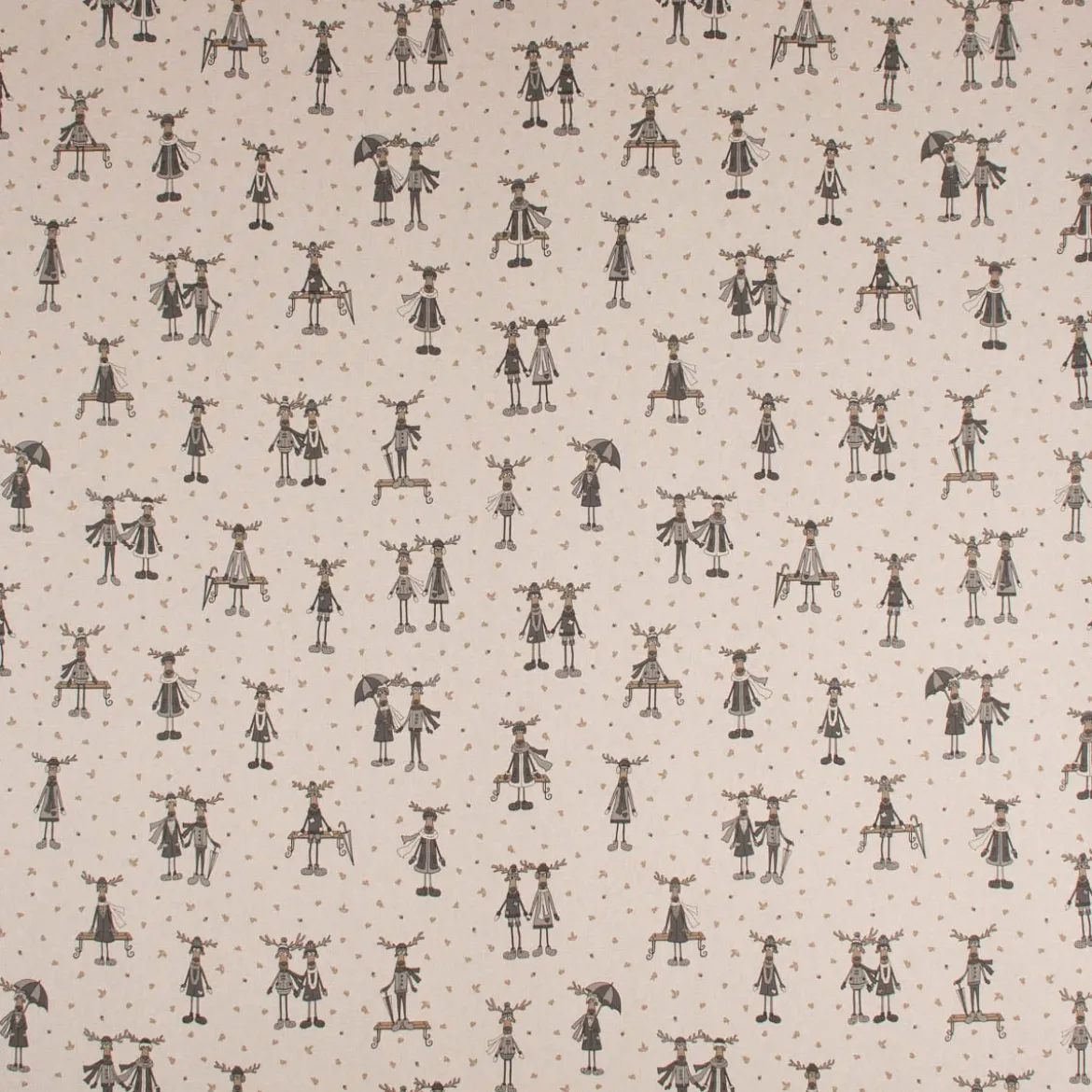 SCHÖNER LEBEN. Tischdecke Leinenlook Moose Winter Elche Love natur grau beige verschiedene Größen